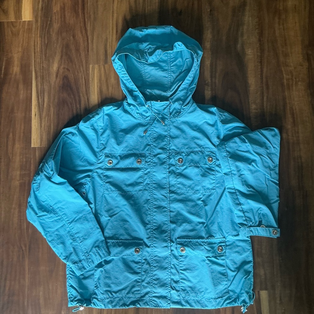 Charter Club Golf Collection Packable Rain Jacket Size M Bright Blue Hooded BX22